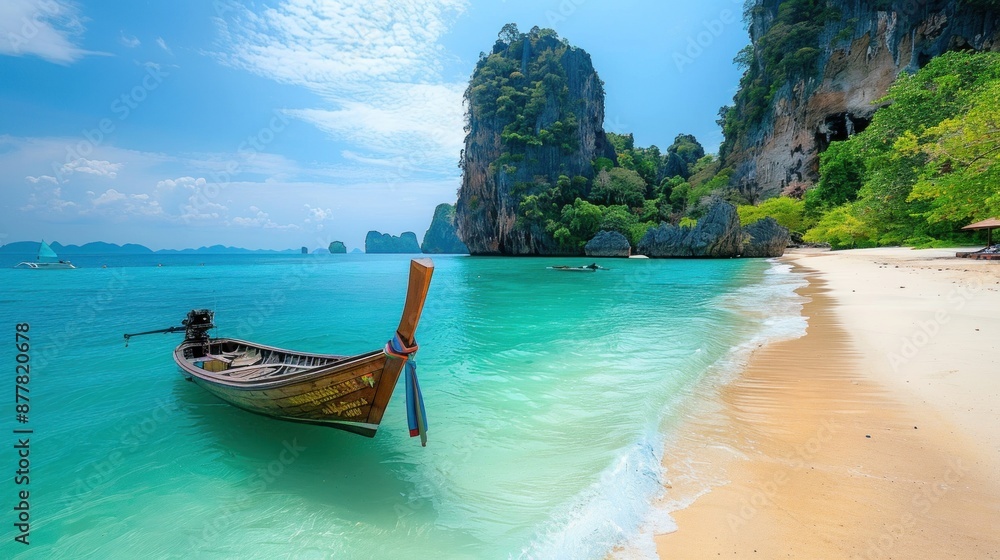Longtail Boat at a Tropical Beach in Thailand Longtail Boat at a Tropical Beach in Thailand
