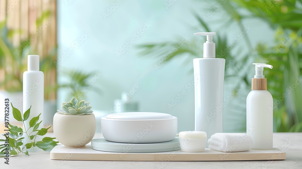 Spa scene with pampering products and rest area, Vitality Pampering Rest, promoting relaxation and self-care Spa scene with pampering products and rest area, Vitality Pampering Rest, promoting relaxation and self-care