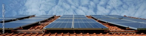 Sustainable Energy Vision: Rooflines Transformed by Solar Panels Heralding a Green and Eco-Friendly Future photo