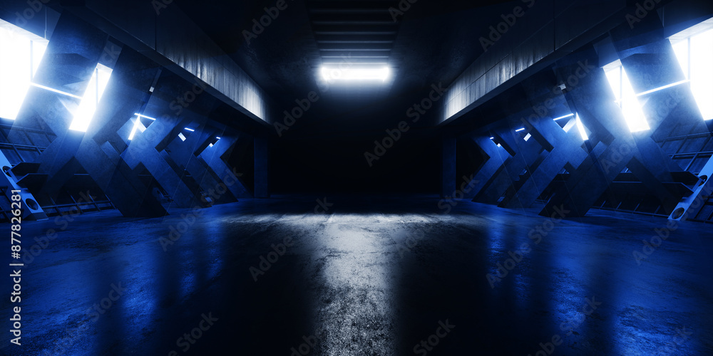 Sci Fi Futuristic Cyber Concrete Warehouse Gaming Showcase Product Garage Grunge Neon Laser Glowing Vibrant Background Empty Hangar Studio Tunnel Background 3D Rendering Sci Fi Futuristic Cyber Concrete Warehouse Gaming Showcase Product Garage Grunge Neon Laser Glowing Vibrant Background Empty Hangar Studio Tunnel Background 3D Rendering
