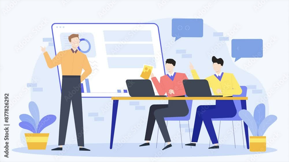 new employees in training day animated illustration video new employees in training day animated illustration video