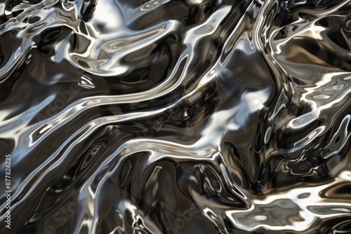 Abstract Liquid Luminosity: A Smooth, Luxurious Metal Texture Illustration Capturing the Essence of Flowing Opulence photo