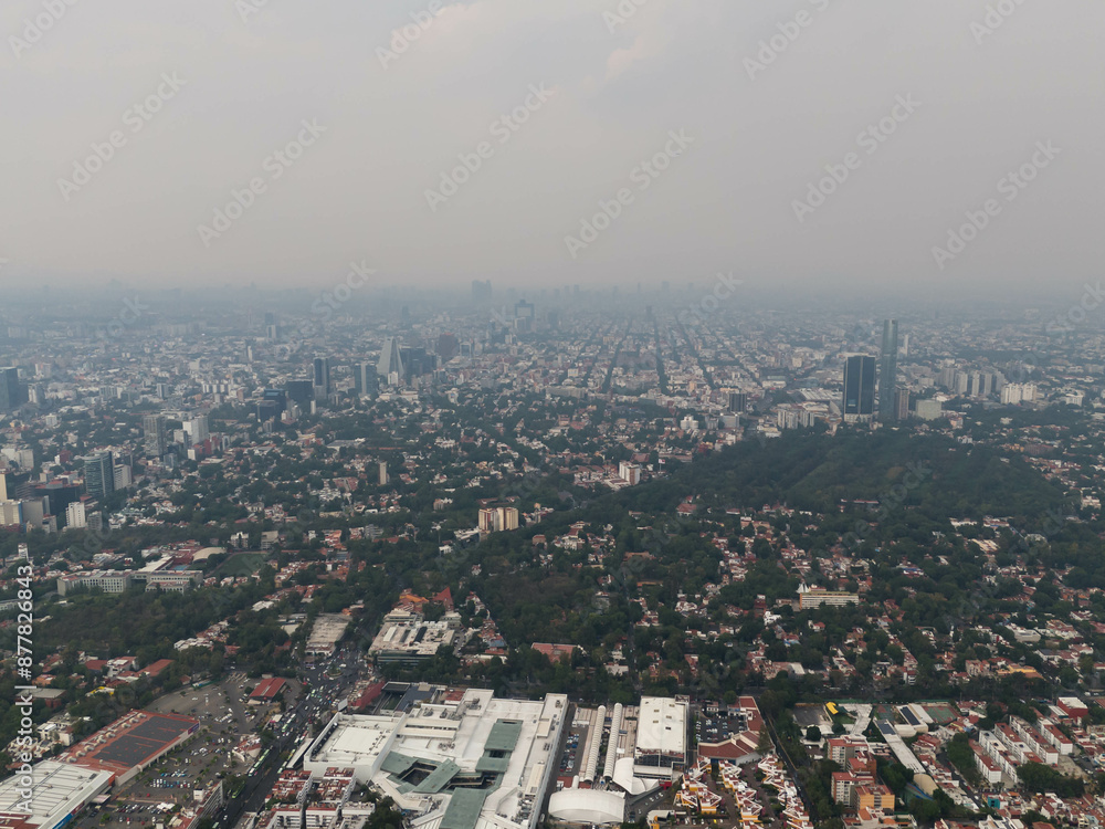 Aerial photograph of Southern Mexico City and its diverse neighborhoods, Coyoacan Aerial photograph of Southern Mexico City and its diverse neighborhoods, Coyoacan