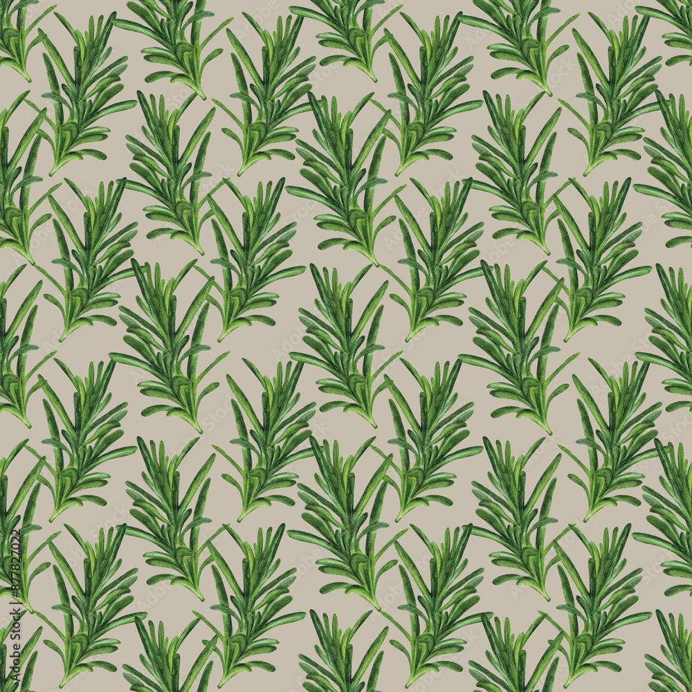 Fototapeta premium Watercolor rosemary seamless pattern, perfect for culinary or garden themes seamless pattern