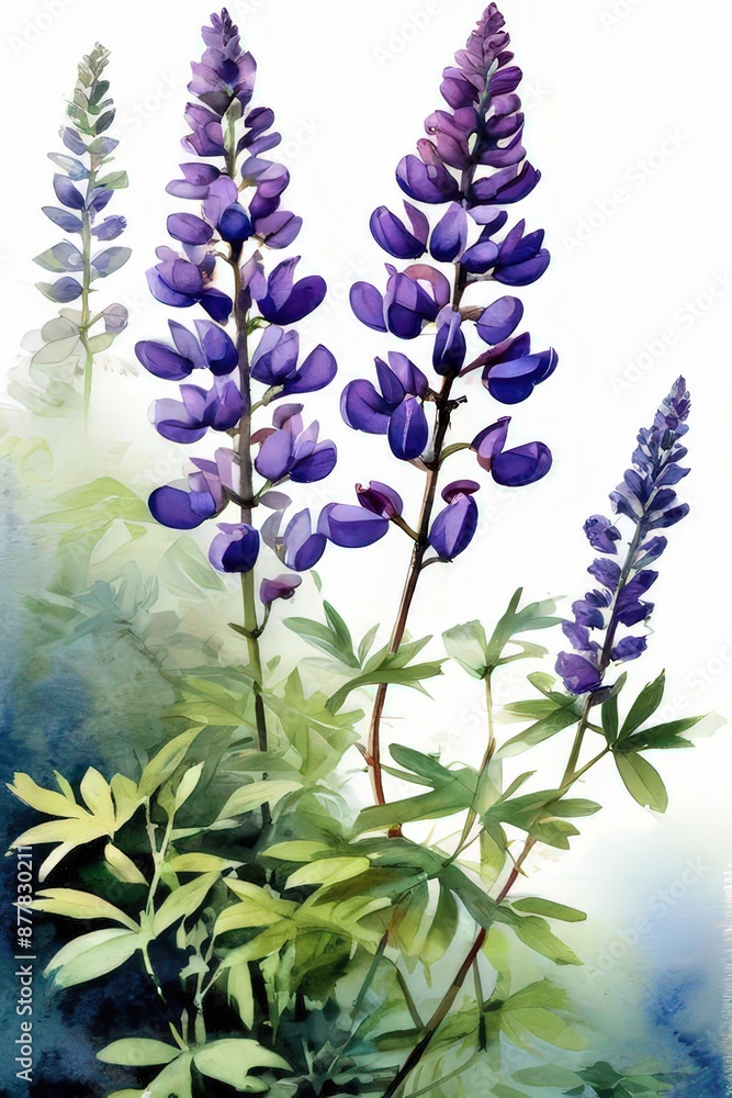 Naklejka premium an ai generated image, Lupin flowers
