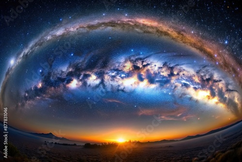 panoramic view of the universe in space from the Milky Way galaxy, space, universe, from, panoramic