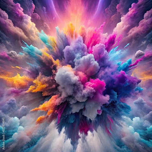 Dynamic color explosion gray pink purple cloud background, gray, Dynamic, pink, color, background © guntapong