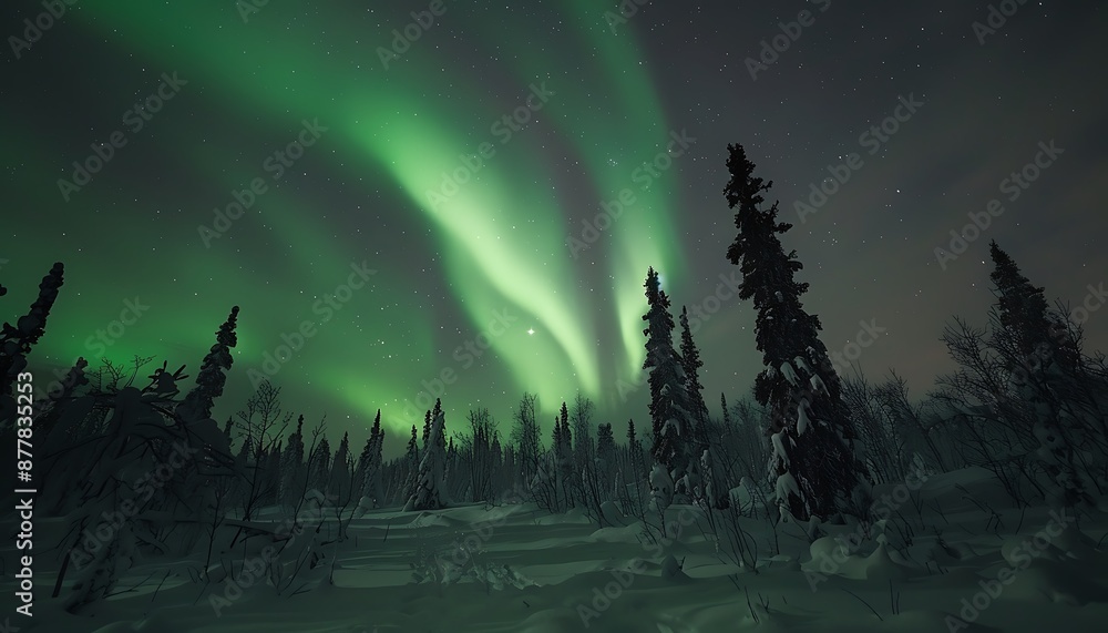 Northern Lights Dance Over Snowy Forest Northern Lights Dance Over Snowy Forest