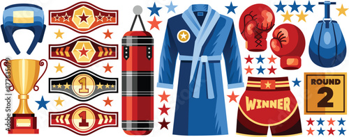 Boxing Elements Vector Illustration