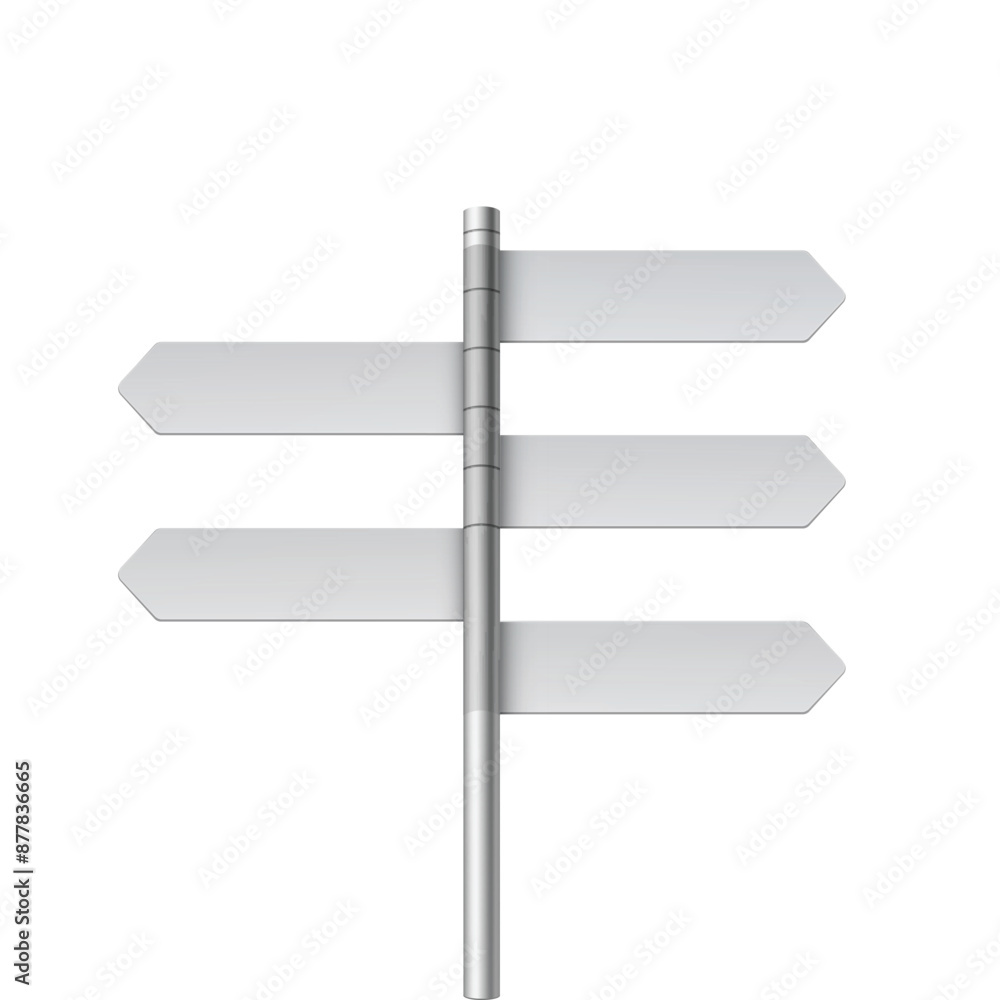Three white, blank directional signs mounted on a single pole. Vector Three white, blank directional signs mounted on a single pole. Vector