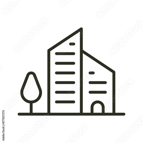 Company outline icon. Business office building vector icon. Corporation or apartment building illustration image