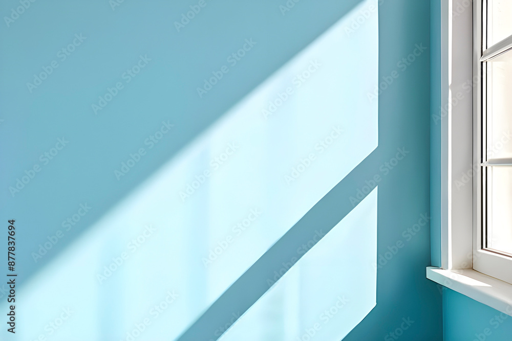 Fototapeta premium 햇빛이 들어오는 파랑 벽