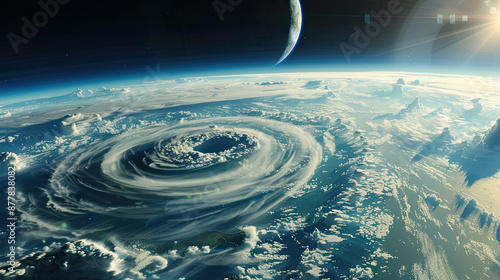 Obraz na płótnie Hurricane from Space: Massive Spiral and Clear Eye w salonie