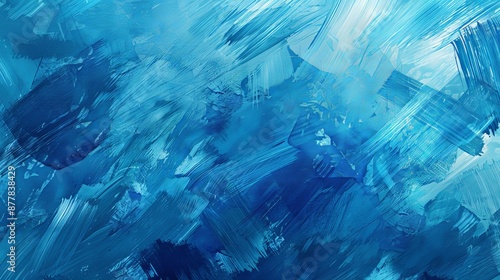 A blue background with abstract, brushstroke patterns in different shades of blue, creating a painterly effect