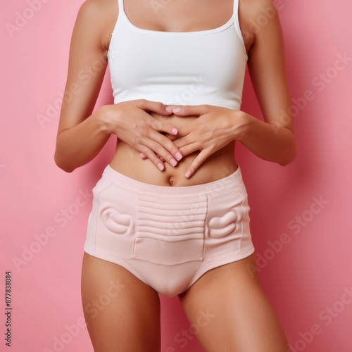 Wallpaper Mural Tender Embrace: A Slender Woman Nurturing Life with a Hand-Shaped Heart Caressing Her Pregnant Belly. Torontodigital.ca