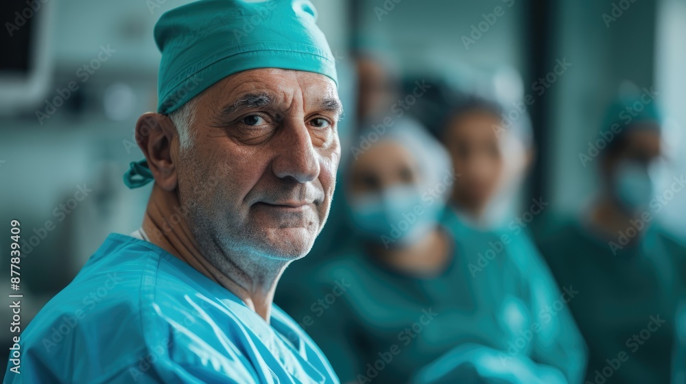 Close-up of a doctor in scrubs, captured in a raw photo from a dynamic angle during a medical consultation, showcasing compassion and professionalism