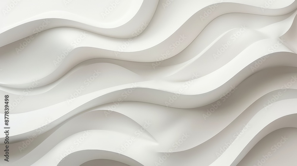 Minimalist wave shapes in white seamlessly integrate with a clean background, highlighting fluidity and simplicity in design Minimalist wave shapes in white seamlessly integrate with a clean background, highlighting fluidity and simplicity in design