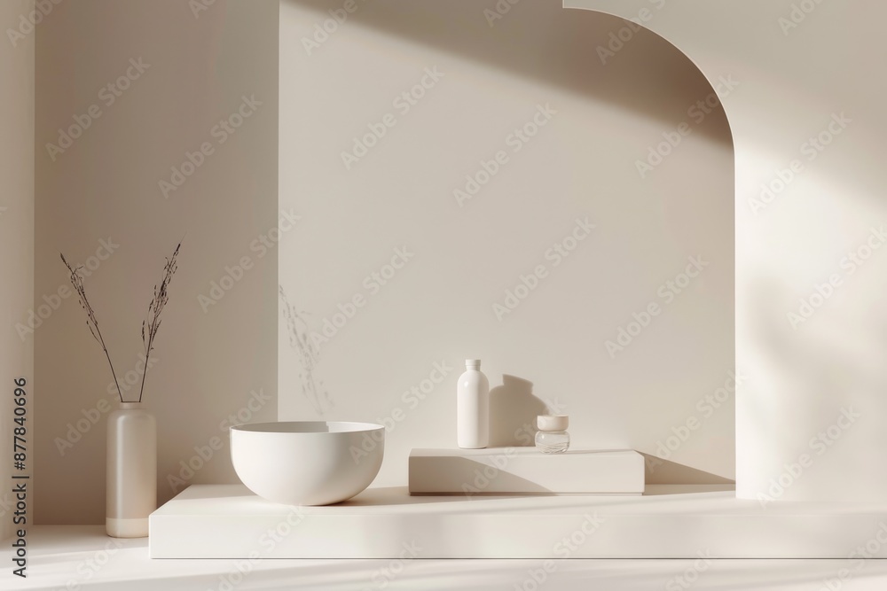 Minimal product display with clean lines and neutral background Minimal product display with clean lines and neutral background
