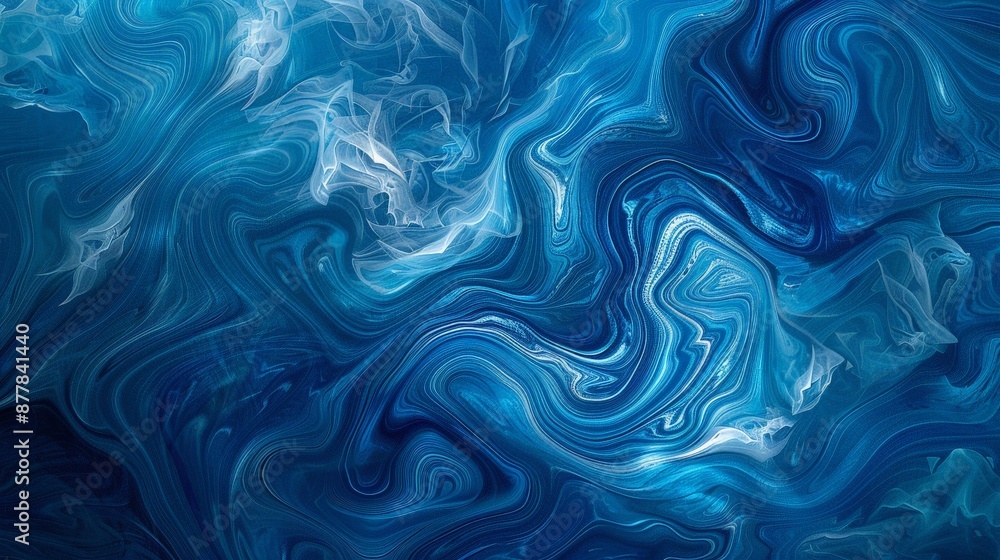 Fototapeta premium A blue background with swirling, abstract patterns that resemble ocean currents and waves