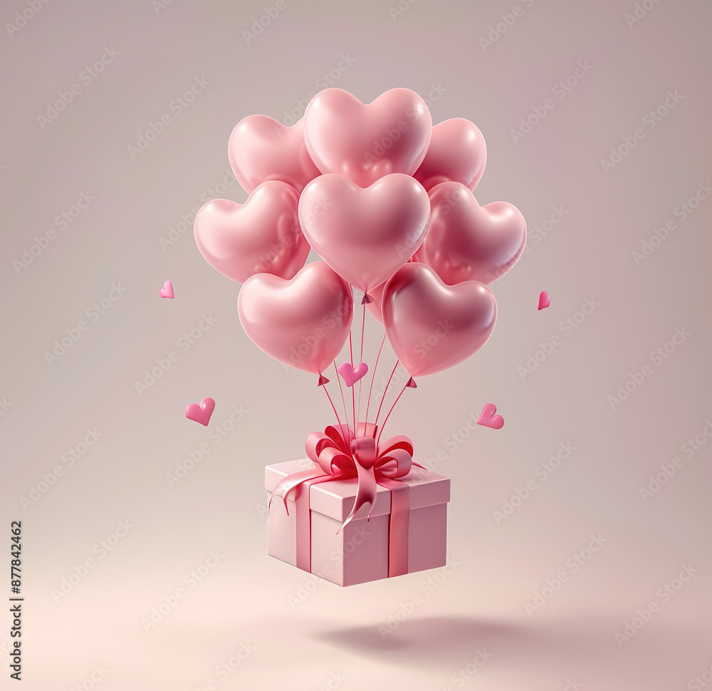 Magical gift box surprise with floating balloons, designed in flat vector style with 3D effect for a romantic occasion. Magical gift box surprise with floating balloons, designed in flat vector style with 3D effect for a romantic occasion.