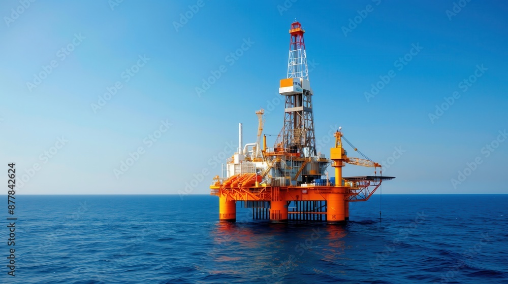 Offshore Drilling Rig in Calm Sea. Offshore drilling rig operating in a ...
