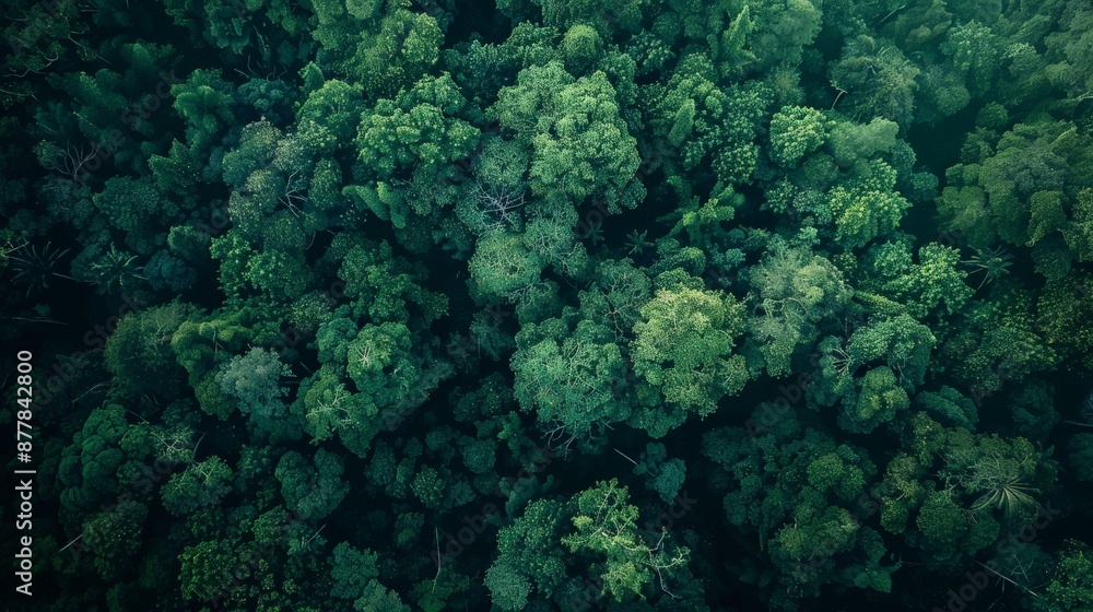 A breathtaking aerial view of a dense rainforest, with the canopy stretching endlessly in all directions A breathtaking aerial view of a dense rainforest, with the canopy stretching endlessly in all directions