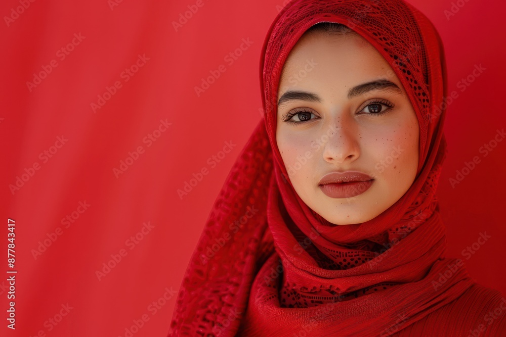 Portrait of a Woman in Red Hijab Portrait of a Woman in Red Hijab