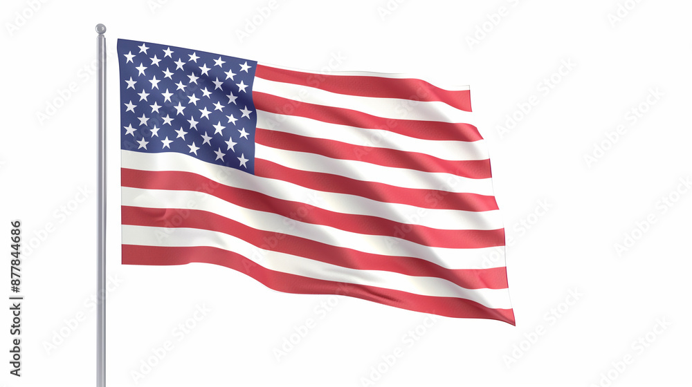 Fototapeta premium American flag waving isolated on white. The USA flag on a white background 