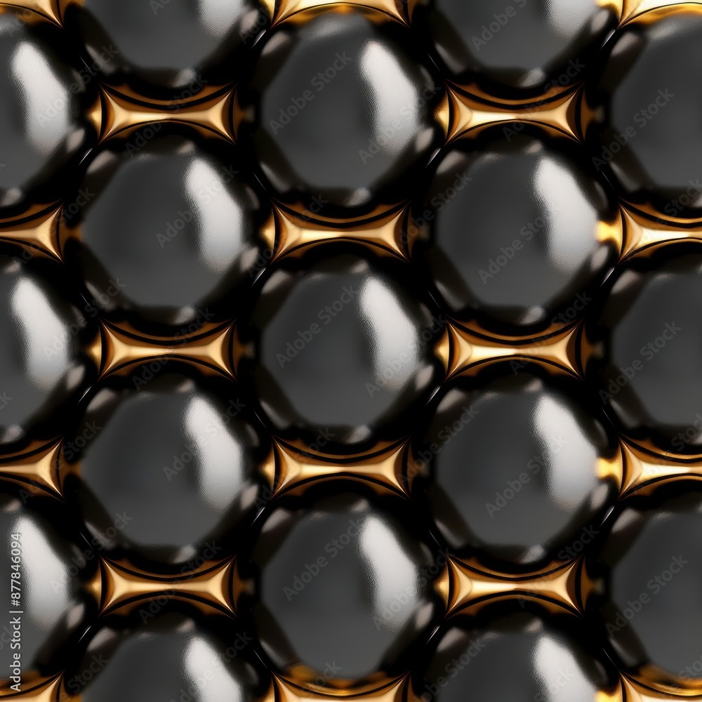 Black and gold seamless luxury 3D texture pattern with reflective metallic elements, perfect for elegant backgrounds and designs. Black and gold seamless luxury 3D texture pattern with reflective metallic elements, perfect for elegant backgrounds and designs.