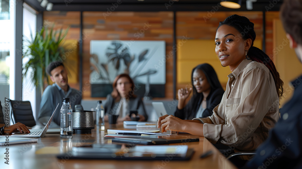 Engaged team members in a dynamic business meeting Engaged team members in a dynamic business meeting
