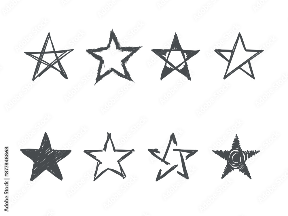 Set of hand drawn paint stars vector illustration Set of hand drawn paint stars vector illustration