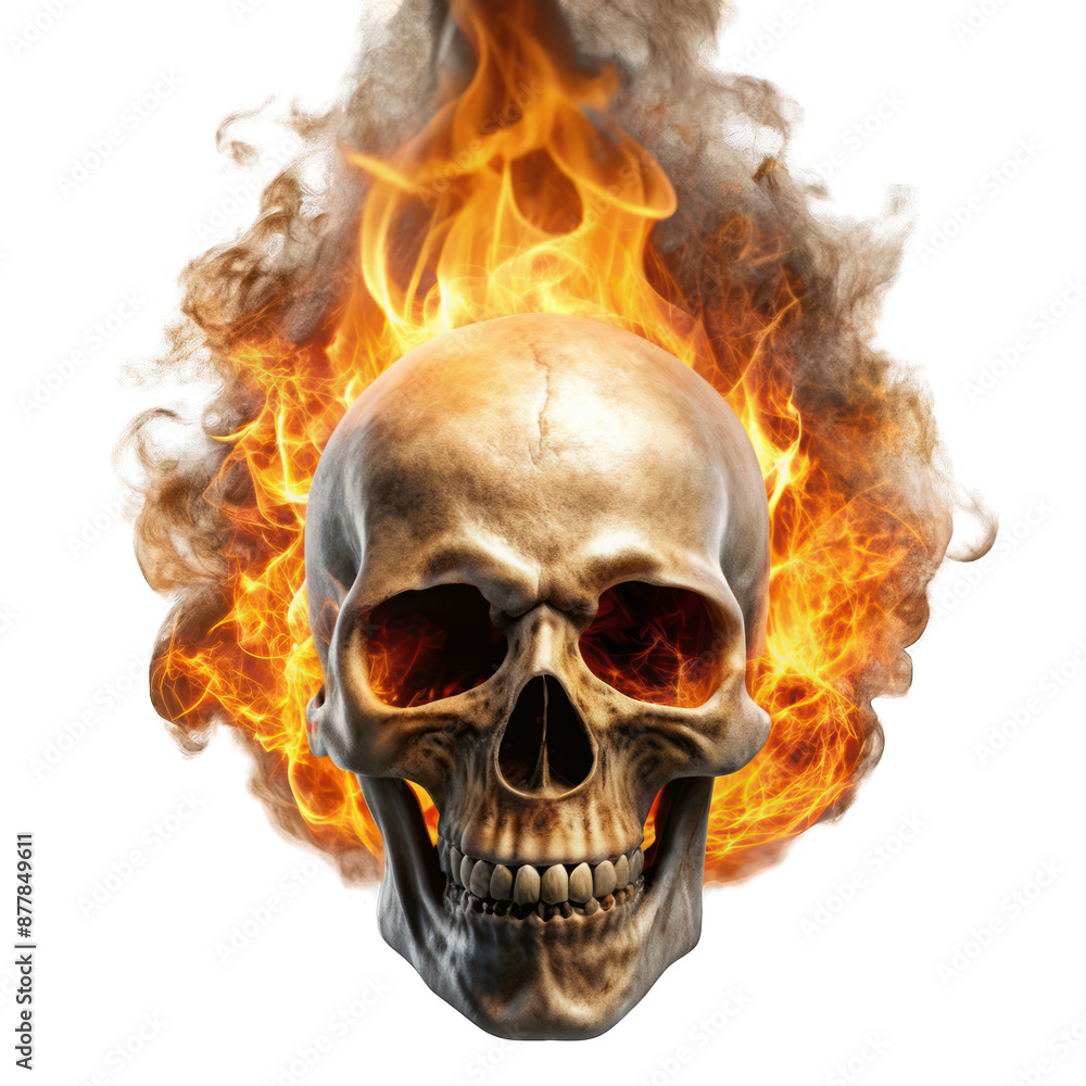 Burning skull isolated on transparent background Burning skull isolated on transparent background
