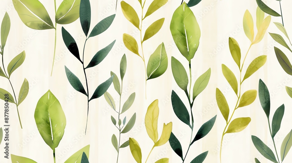 Seamless vector pattern with hand-drawn green leafy branches on a light background, perfect for wallpaper, textiles, or wrapping paper. Seamless vector pattern with hand-drawn green leafy branches on a light background, perfect for wallpaper, textiles, or wrapping paper.