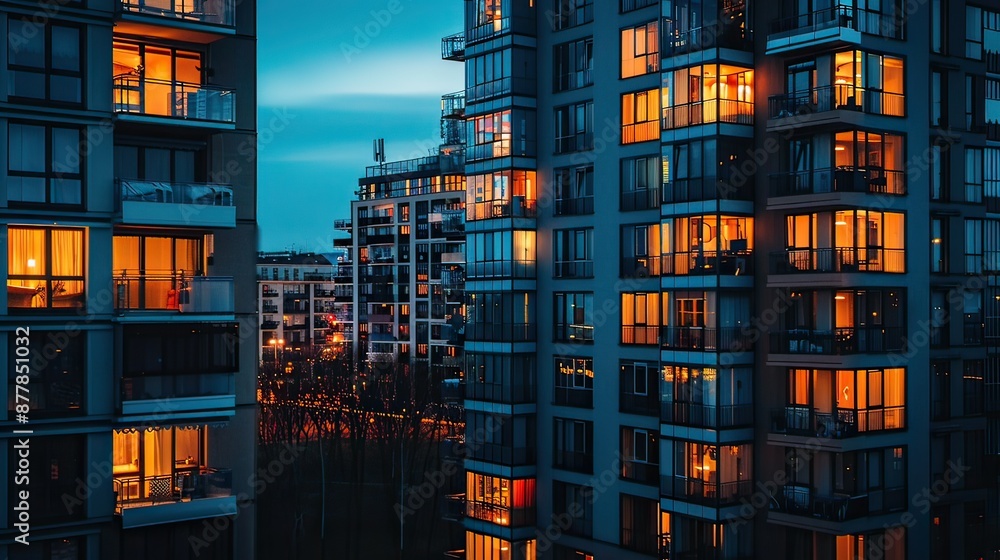 Modern apartment buildings in the evening Modern apartment buildings in the evening