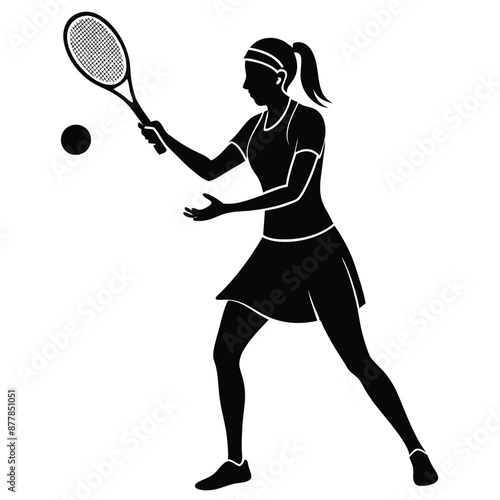 Women Tennis player silhouette vector