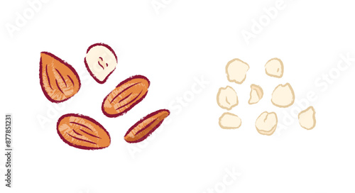 Whole, half, sliced raw almonds