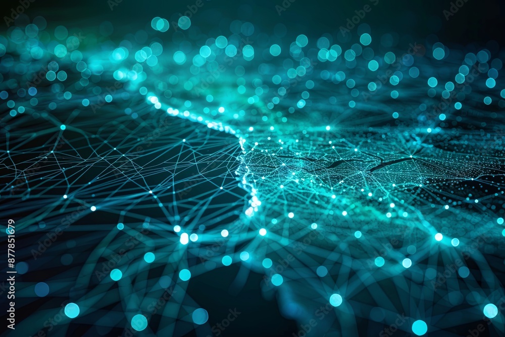 Obraz premium Digital map of California US Network Connection created with Generative AI