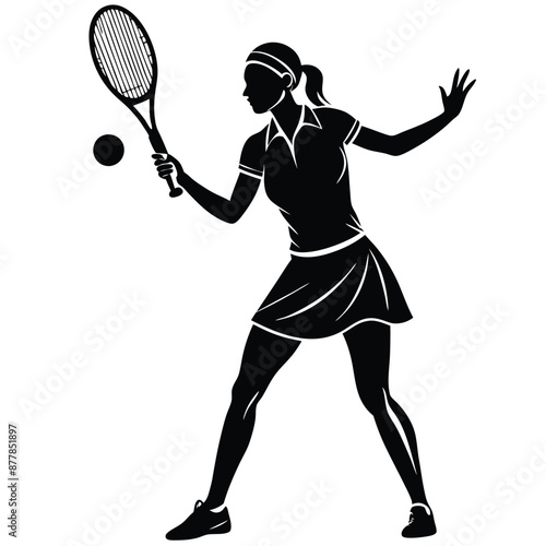 Women Tennis player silhouette vector