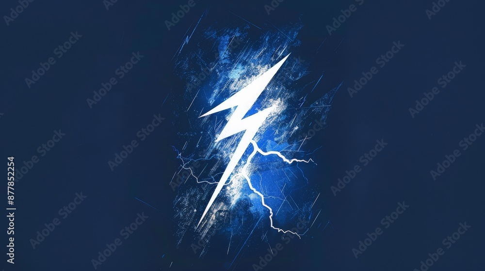 A deep blue background with a bold, white lightning bolt striking through the center, creating a dramatic effect A deep blue background with a bold, white lightning bolt striking through the center, creating a dramatic effect