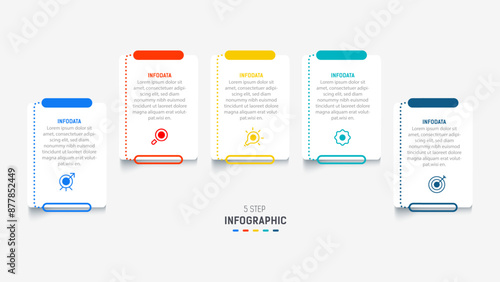 Five Step Infographic design element template for presentation. info graphic illustration. process diagram and presentations step,  banner, flow chart, 5 option template.