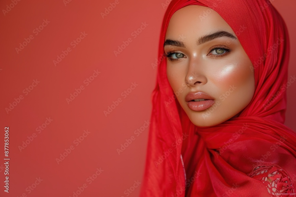 Portrait of a Woman Wearing a Red Hijab Portrait of a Woman Wearing a Red Hijab