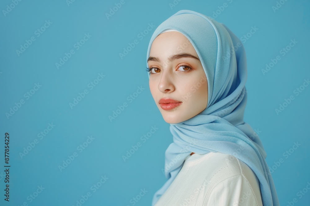 Portrait of a Young Woman in a Blue Hijab Portrait of a Young Woman in a Blue Hijab