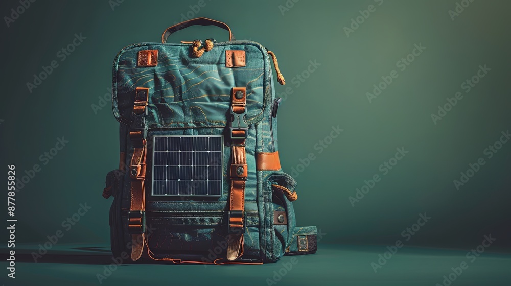 Blue Canvas Backpack with Solar Panel Blue Canvas Backpack with Solar Panel