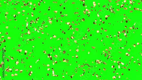 Loop Animation of Gold Confetti Falling on Green Screen