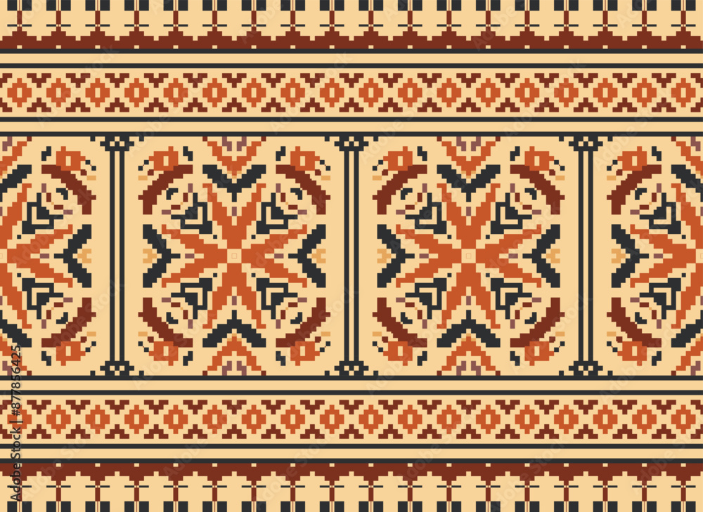 Seamless geometric ethnic asian oriental and tradition pattern design for texture and background. Silk and fabric pattern decoration for carpet, Thai clothing, wrapping and wallpaper Seamless geometric ethnic asian oriental and tradition pattern design for texture and background. Silk and fabric pattern decoration for carpet, Thai clothing, wrapping and wallpaper