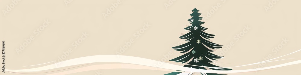 Fototapeta premium Minimalist Christmas Banner Featuring Modern Abstract Christmas Tree Design, Perfect for Holiday Atmosphere, National Day, New Year Celebrations, AI-Generated Bestselling Background Wallpaper