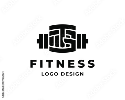 Initial letter T G TG simple with handheld hand barbell gym logo design template illustration inspiration