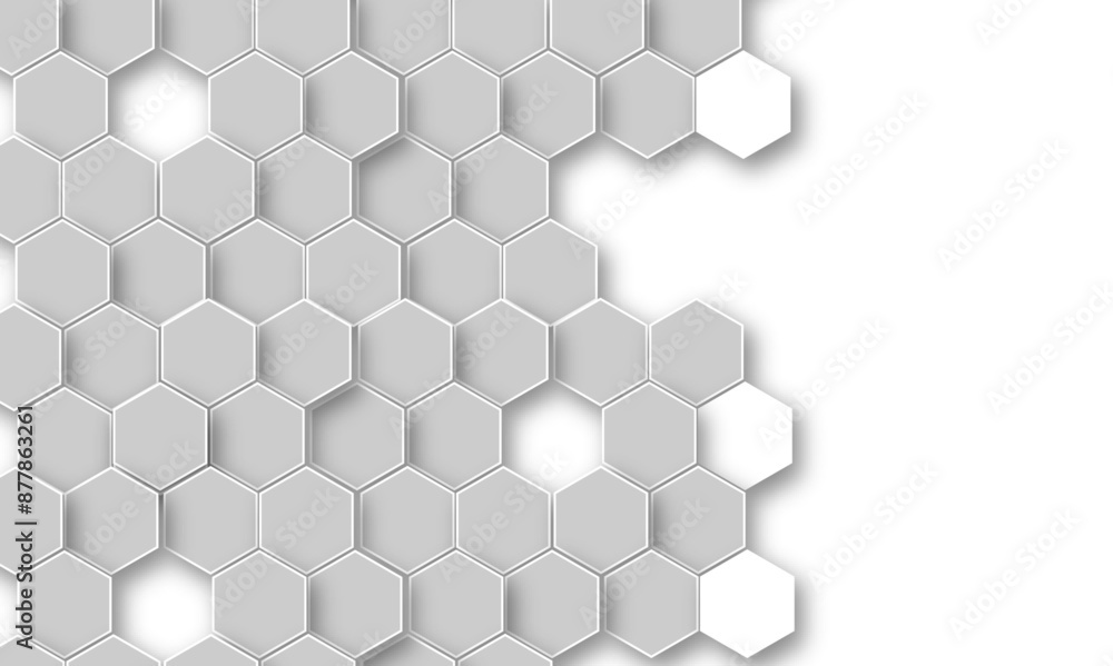 Abstract white hexagon pattern background. Abstract hexagon technology design background. Futuristic honeycomb mosaic white background. Vector Illustration. Abstract white hexagon pattern background. Abstract hexagon technology design background. Futuristic honeycomb mosaic white background. Vector Illustration.
