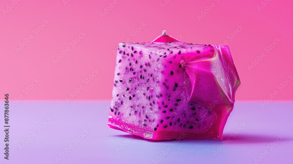 Conceptualize a dragon fruit cube with vibrant Conceptualize a dragon fruit cube with vibrant