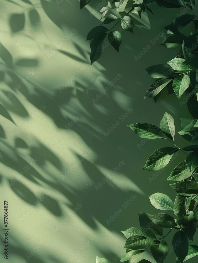 A green leafy tree casts its shadow on the wall, providing a natural and calming atmosphere A green leafy tree casts its shadow on the wall, providing a natural and calming atmosphere